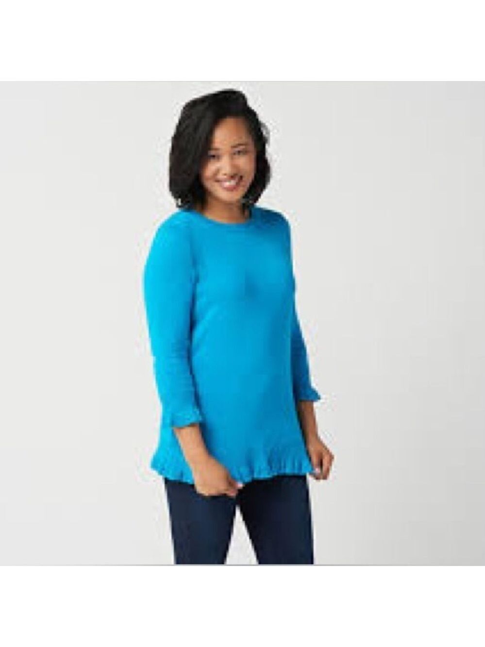 NWOT Isaac Mizrahi Blue Ruffle Hem Sweater Sz 2X